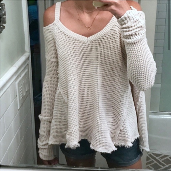 Free People Cold Shoulder Knit Sweater - Picture 1 of 7
